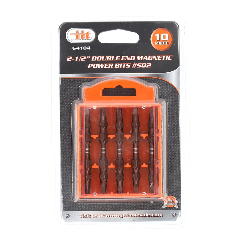 IIT 10pc 65mm DOUBLE END SQ#2 IMPACT BITS S-2 STEEL
