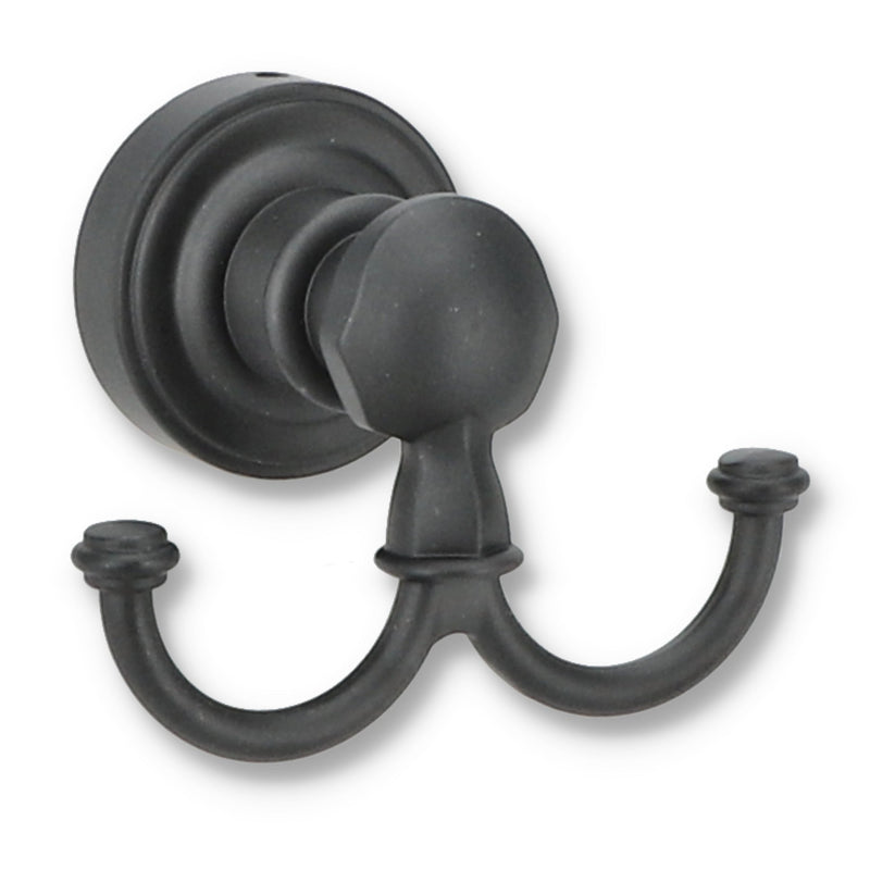 CROWN 3PK DOUBLE ROBE HOOK WITH HARDWARE BLACK
