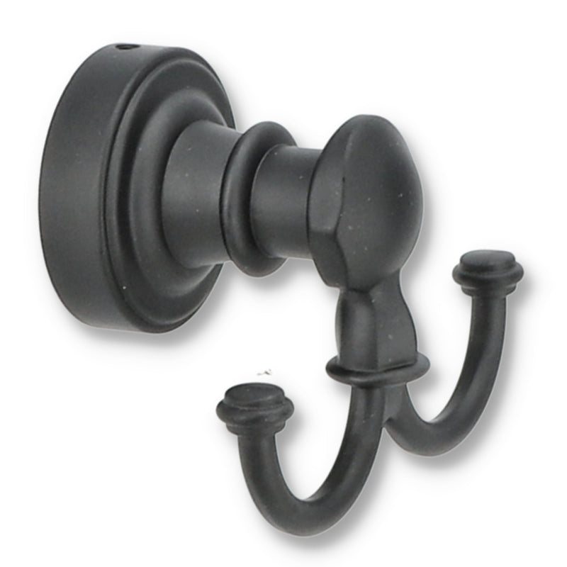 CROWN 3PK DOUBLE ROBE HOOK WITH HARDWARE BLACK