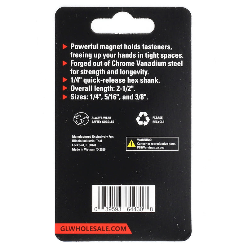 IIT PRO 3PC 2-1/2'' QUICK RELEASE MAGNETIC NUT SETTERS SAE