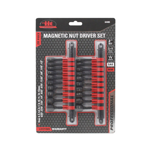 IIT PRO 20PC MAGNETIC NUT SETTERS ON SWIVEL HOLDERS