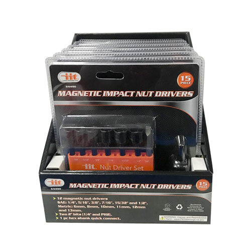 IIT 15pc MAG IMPACT NUT DRIVERS