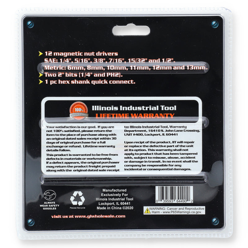 IIT 15pc MAG IMPACT NUT DRIVERS