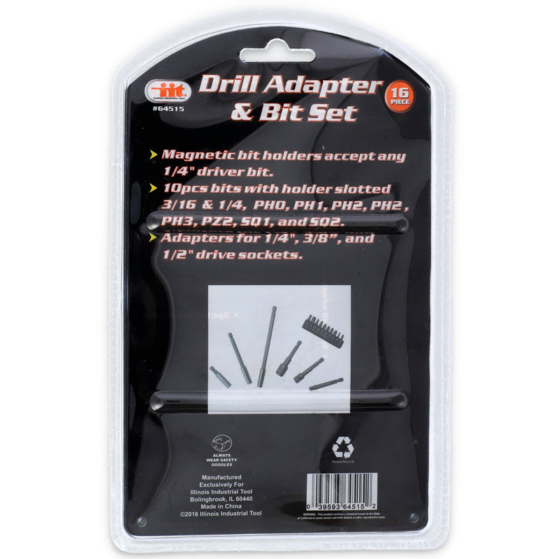 IIT 16pc DRILL ADAPTER & BIT SET