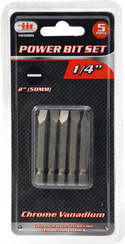 IIT 5pc 1/4'' SLOTTED BIT SET -CRV