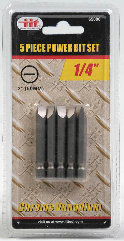 IIT 5pc 1/4'' SLOTTED BIT SET -CRV