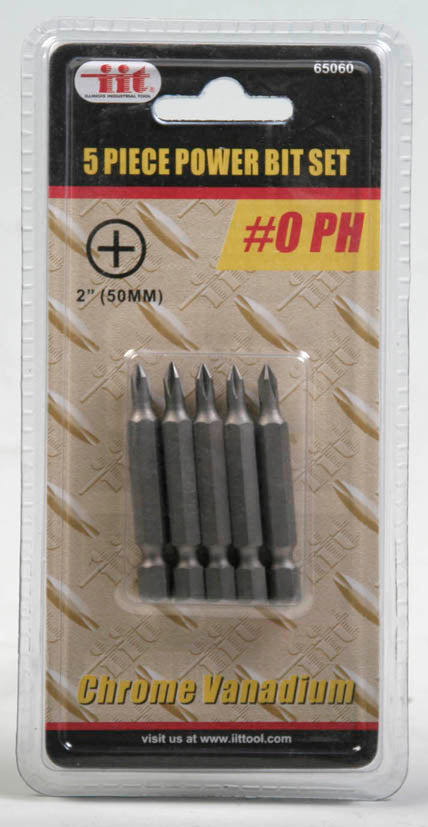 65060-IIT 5pc #0 PHILLIPS BIT SET -CRV