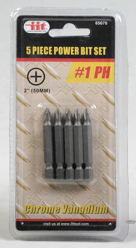65070-IIT 5pc #1 PHILLIPS BIT SET-CRV