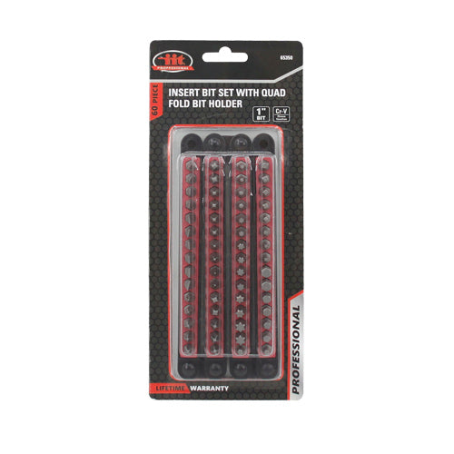 IIT PRO 60PC 1'' INSERT BIT SET WITH QUAD FOLD BIT HOLDER