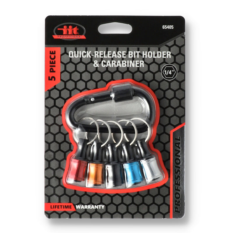 IIT PRO 5PC QUICK RELEASE BIT HOLDER ON LOCKING CARABINER