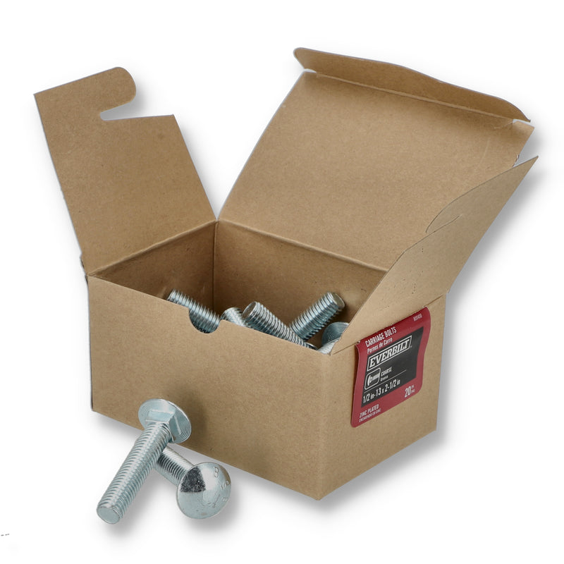 CROWN 20PK 2-1/2'' CARRIAGE BOLTS COARSE 1/2x13 ZINC PLATED