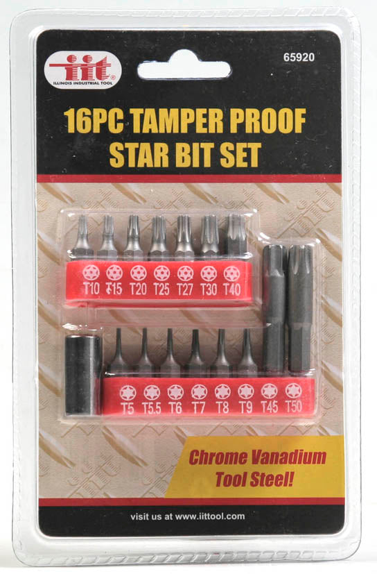 IIT 16pc TAMPER PROOF STAR BIT SET