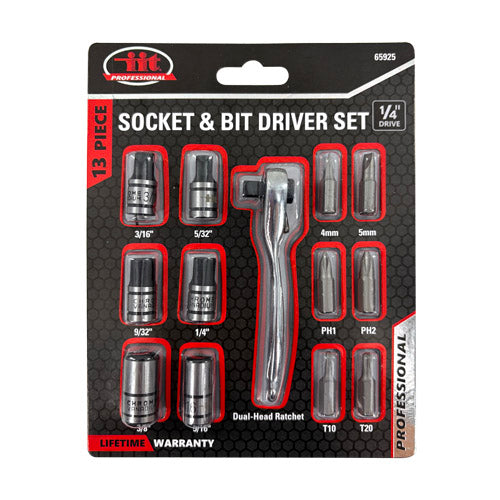 IIT PRO 13PC SOCKET & BIT DRIVER SET WITH 2-in-1 BIT RATCHET