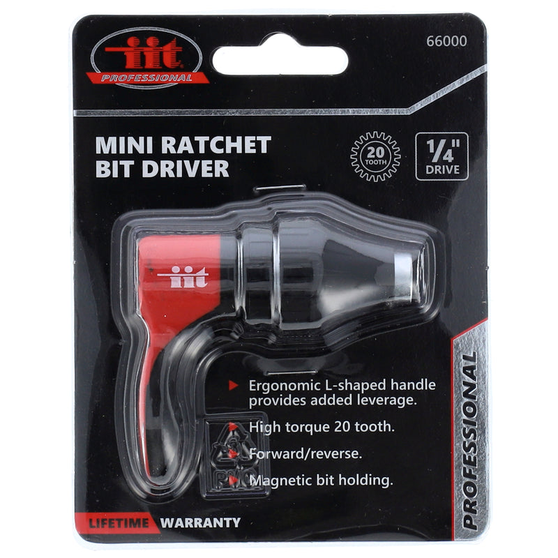 IIT PRO MINI RATCHETING BIT DRIVER 1/4'' DRIVE HI-TORQUE