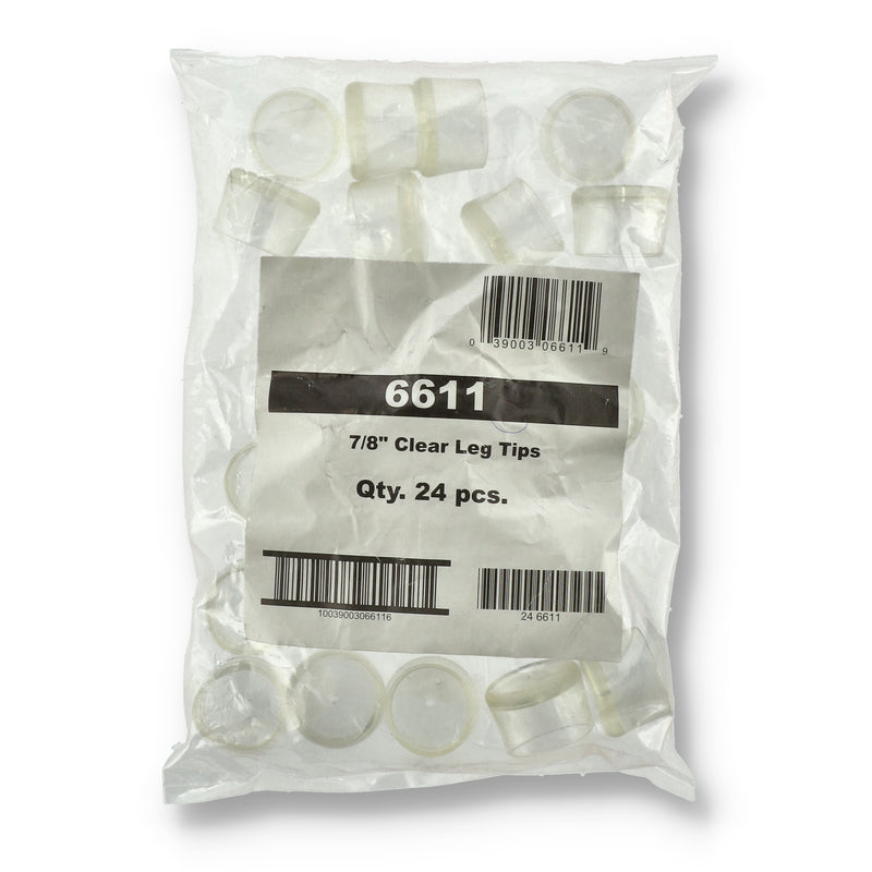 24pc CLEAR RUBBER LEG TIPS 7/8''