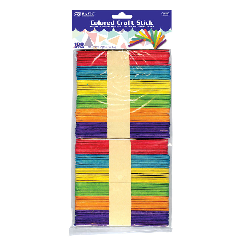 100CT COLORED CRAFT STICKS 4 7/16'' x 3/8'' -NO ONLINE SALES