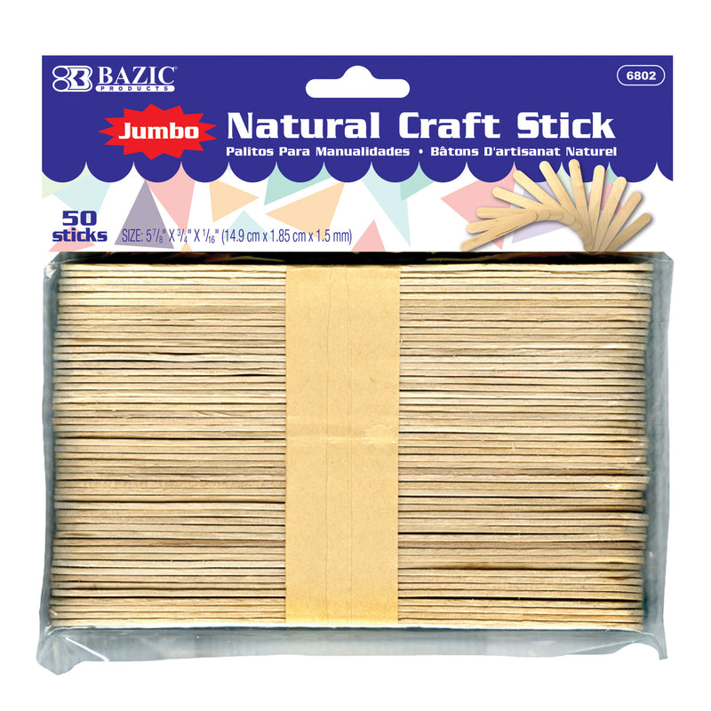 50PK JUMBO NATURAL CRAFT STICKS 5-7/8 x 3/4'' -NO ONLINE SALES