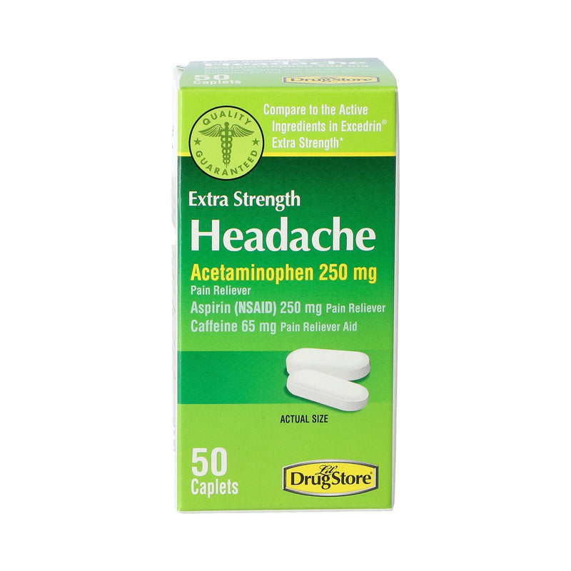 DRUGSTORE 50CT 250MG EXTRA STRENGTH ACETAMINOPHEN TABLETS EXP 3/27