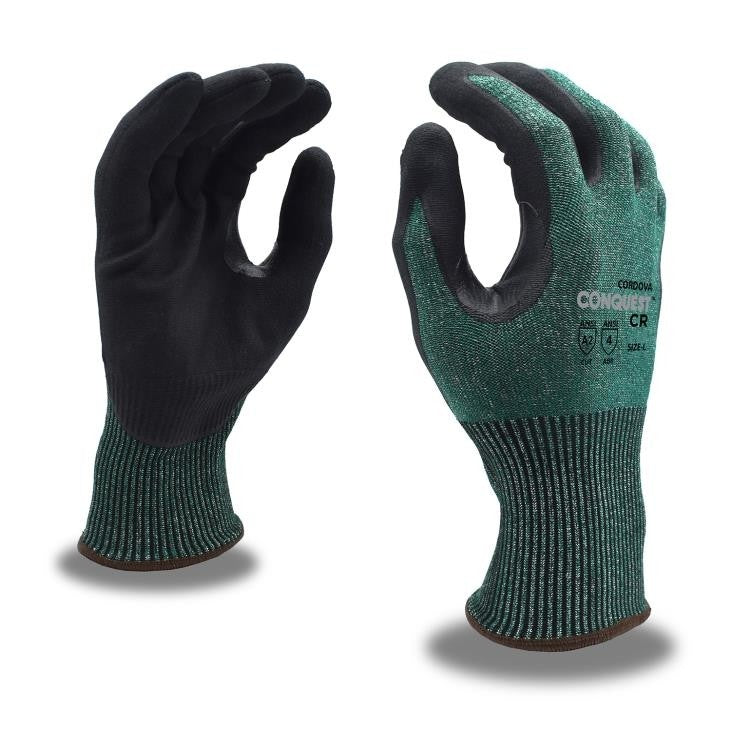 CONQUEST GLOVE FOAM NITRILE PALM ANSI CUT LEVEL A2