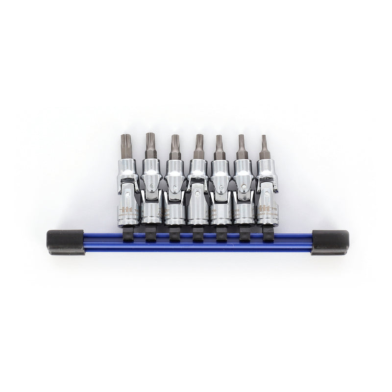 IIT PRO 8PC 1/4'' DRIVE FLEX STAR BIT CRV SOCKET SET ON RAIL