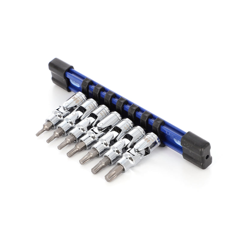 IIT PRO 8PC 1/4'' DRIVE FLEX STAR BIT CRV SOCKET SET ON RAIL