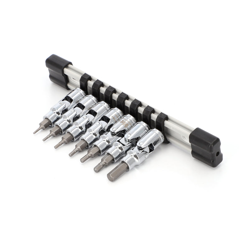 IIT PRO 8PC 1/4'' DRIVE FLEX HEX BIT SAE SOCKET SET ON RAIL