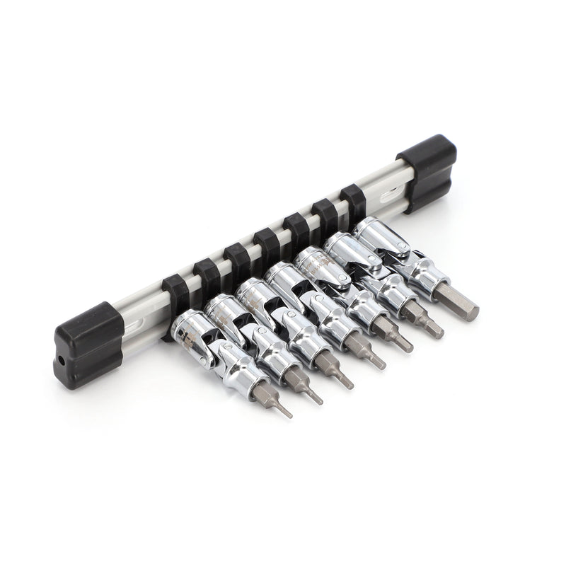 IIT PRO 8PC 1/4'' DRIVE FLEX HEX BIT SAE SOCKET SET ON RAIL