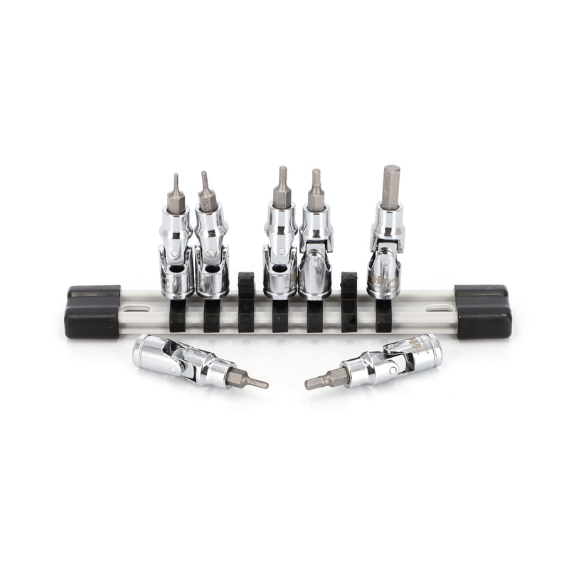 IIT PRO 8PC 1/4'' DRIVE FLEX HEX BIT SAE SOCKET SET ON RAIL