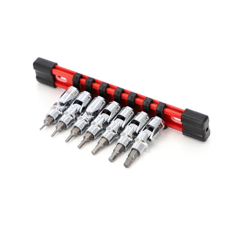 IIT PRO 8PC 1/4'' DRIVE FLEX HEX BIT METRIC SOCKET SET ON RAIL