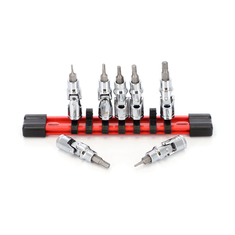 IIT PRO 8PC 1/4'' DRIVE FLEX HEX BIT METRIC SOCKET SET ON RAIL