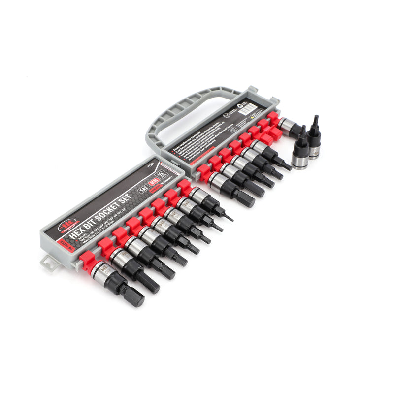 IIT PRO 16PC 3/8'' DRIVE HEX BIT SOCKET RACK SAE & METRIC