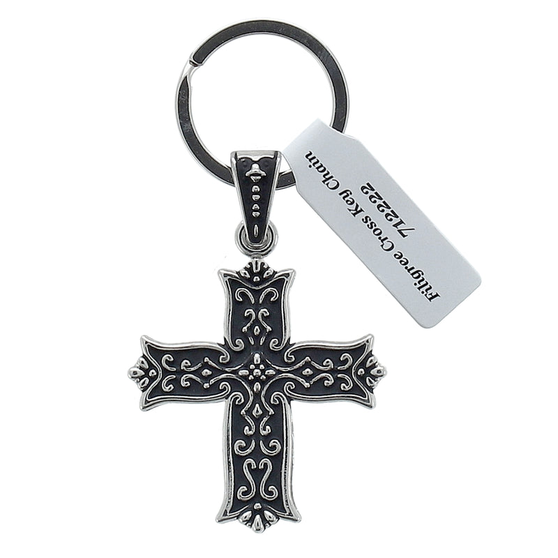 METAL FILIGREE CROSS KEY CHAIN