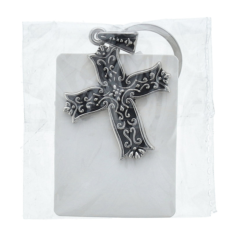 METAL FILIGREE CROSS KEY CHAIN