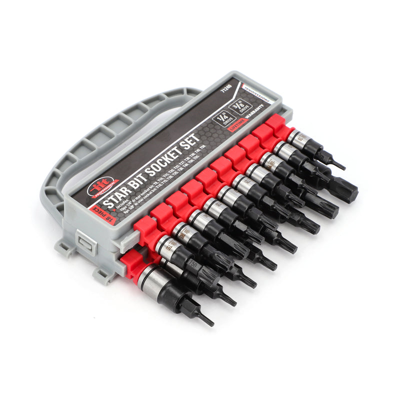 IIT PRO 18PC 1/4 & 3/8'' DRIVE STAR BIT SOCKETS RACK