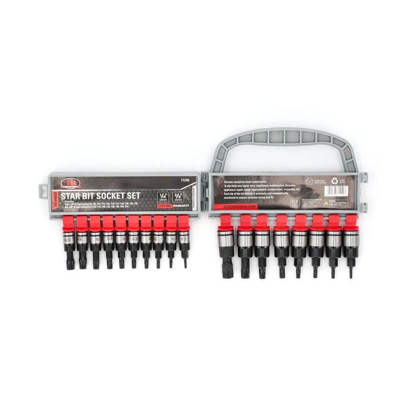 IIT PRO 18PC 1/4 & 3/8'' DRIVE STAR BIT SOCKETS RACK