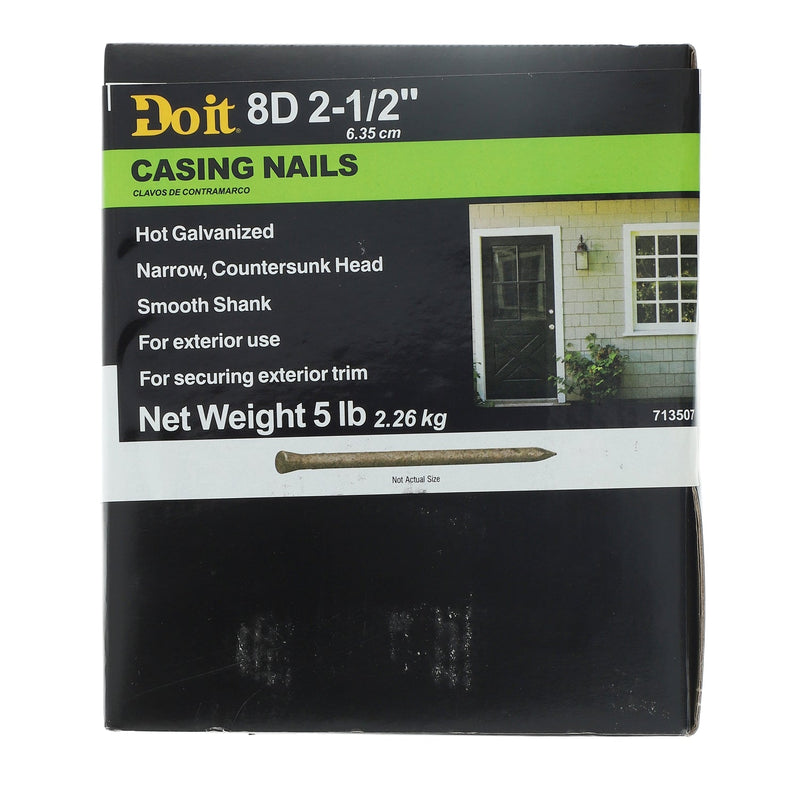 DO-IT 5LB CASING NAILS 8D 2-1/2'' HOT GALVANIZED SMOOTH SHANK