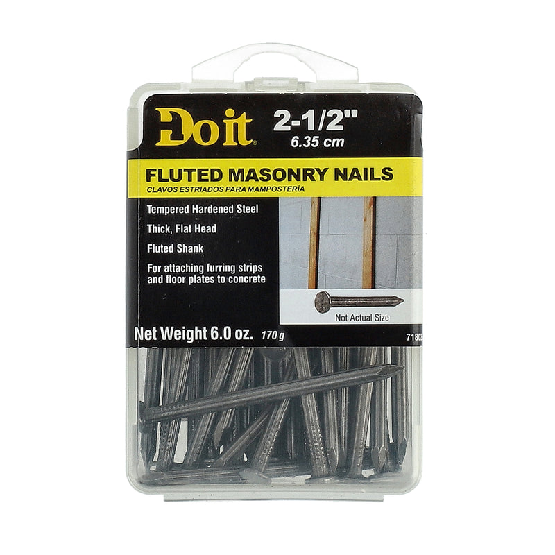 DO-IT 6OZ FLUTED MASONRY NAILS 2-1/2'' TEMPERED STEEL FLUTED SHANK