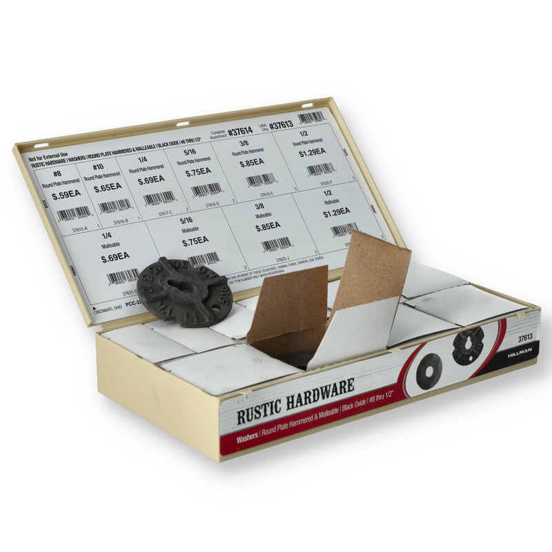 HILLMAN RUSTIC HARDWARE WASHER ASSORTMENT #8-12 IN PLASTIC CASE