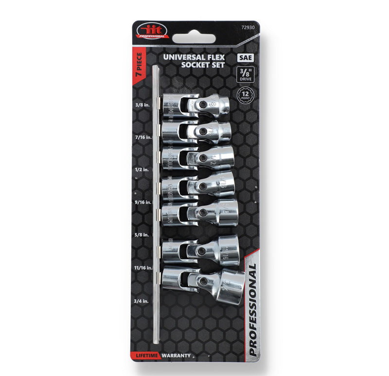 IIT PRO 7pc 3/8'' DR UNIVERSAL FLEX SOCKET SPLINE DRIVE SAE