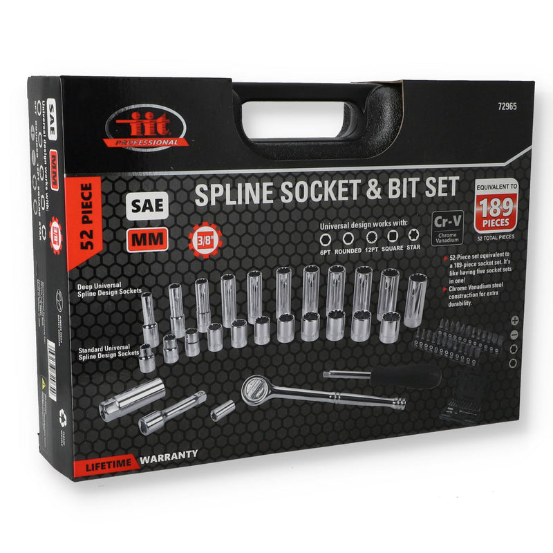 IIT PRO 52pc SPLINE SOCKET & BIT SET 3/8'' DRIVE EQUIVALENT TO 189 PIECES