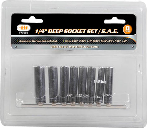IIT 8PC 1/4'' DRIVE DEEP CHROME SOCKETS