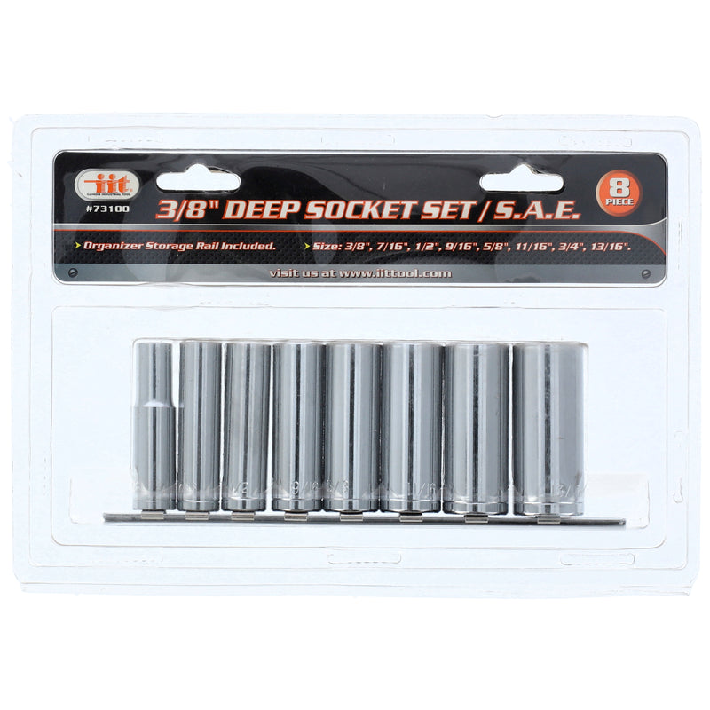 IIT 9PC 3/8'' DRIVE DEEP CHROME SOCKETS SAE