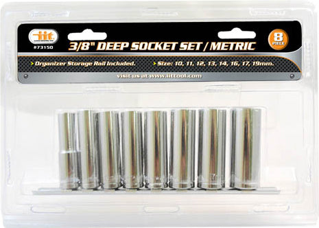 IIT 9PC 3/8'' DRIVE DEEP CHROME SOCKETS METRIC