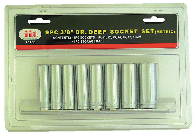 IIT 9PC 3/8'' DRIVE DEEP CHROME SOCKETS METRIC