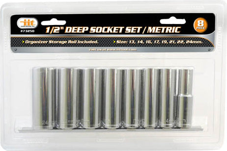 IIT 8PC 1/2'' DRIVE DEEP CHROME SOCKETS METRIC