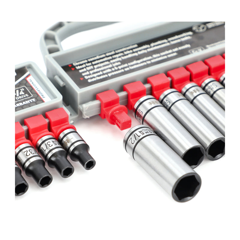 IIT PRO 20PC 1/4'' DRIVE CRV DEEP & SHALLOW SOCKET RACK