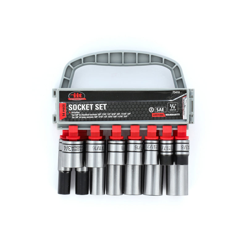 IIT PRO 14PC 3/8'' DRIVE CRV DEEP & SHALLOW SOCKET RACK