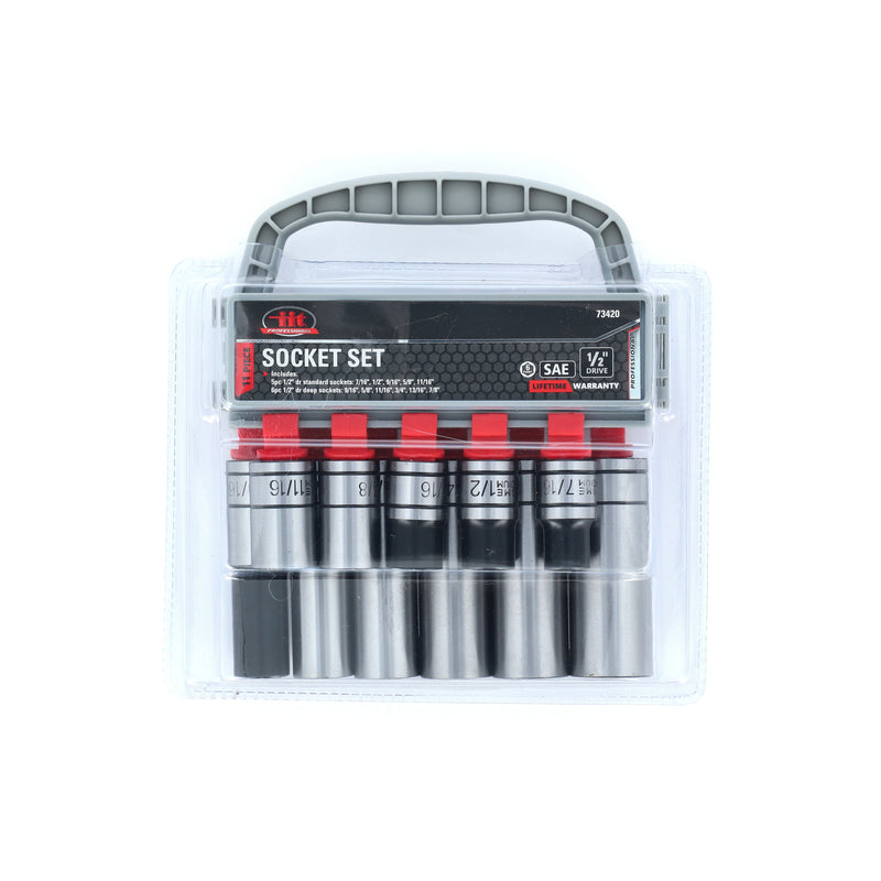 IIT PRO 11PC 1/2'' DRIVE CRV DEEP & SHALLOW SOCKET RACK