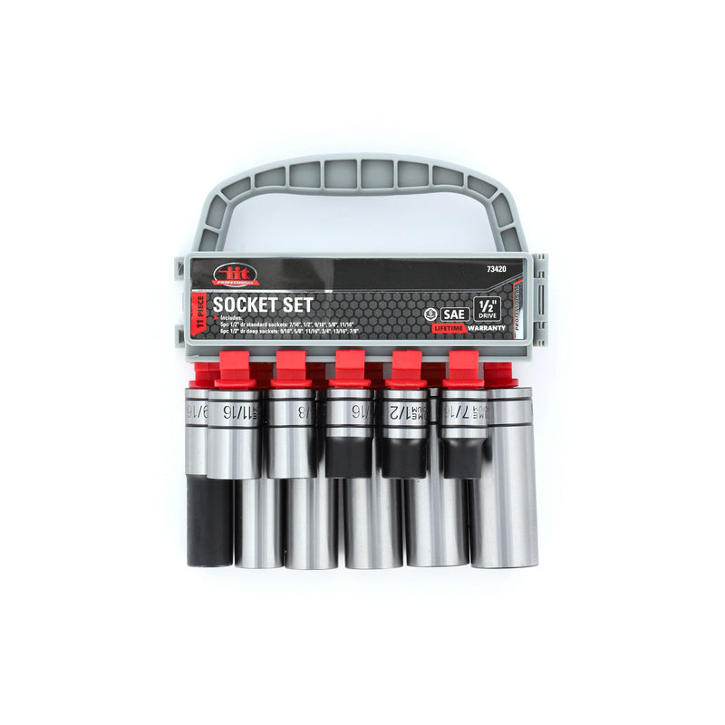 IIT PRO 11PC 1/2'' DRIVE CRV DEEP & SHALLOW SOCKET RACK