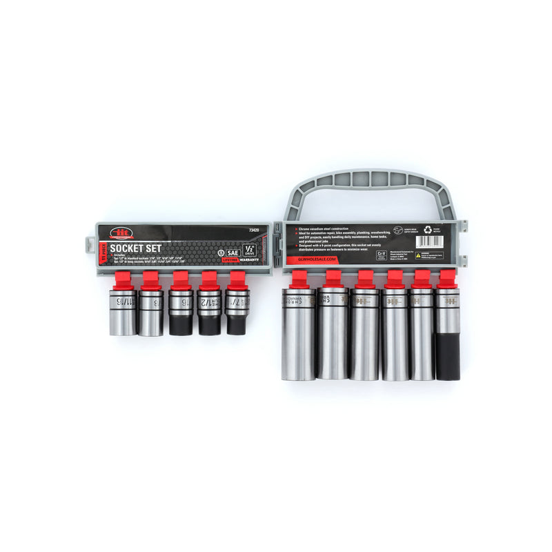 IIT PRO 11PC 1/2'' DRIVE CRV DEEP & SHALLOW SOCKET RACK